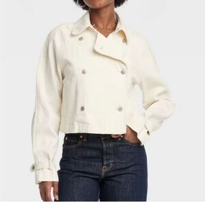 Universal Thread Cream Double Breasted Denim Jacket Size XSmall.